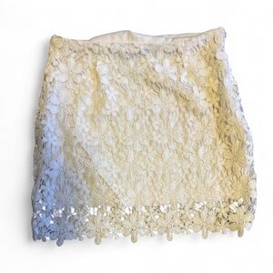 Papaya Cream Floral Lace Mini Skirt